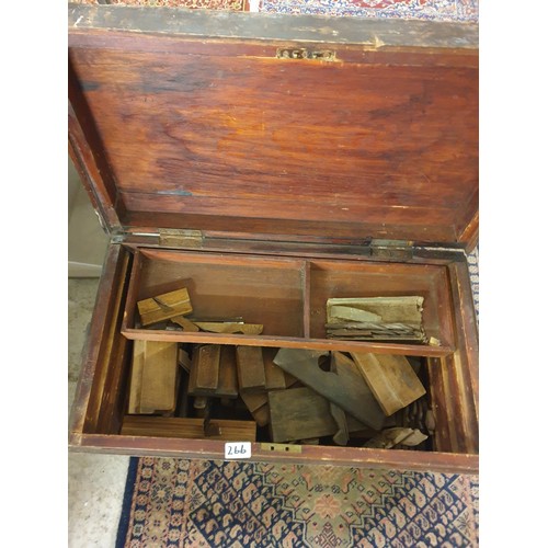 266 - Large Wooden Tool Chest Of Wooden Finishing Planes