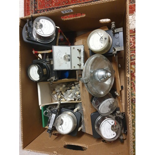 274 - Large Box Of Testers Dials Vintage Car Head Light Ect