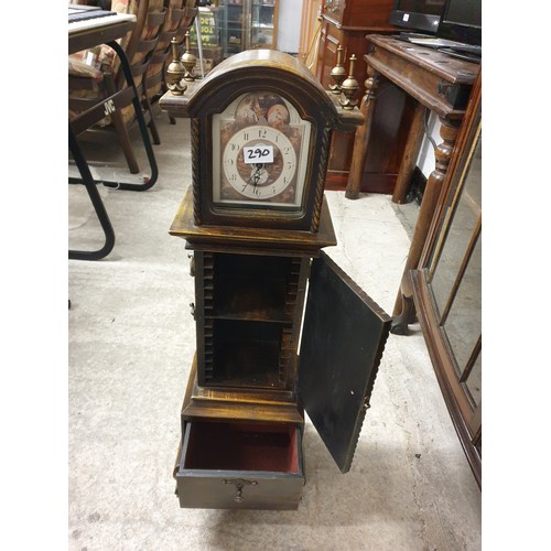 290 - Ornate Battery Operated Clock Storage CD Unit Stands 85Cms Looks Like Grandfather Clock