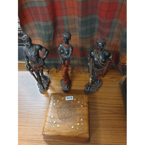 315 - 3 African Figures And Secret Locking Box