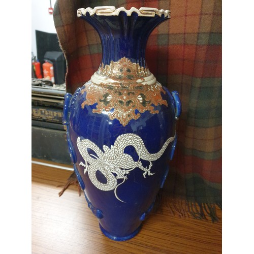 99 - Large Oriental Vase Stands 47cms Tall Signed To Base