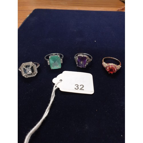 32 - Selection of Dress And Cocktail Rings Some Marked 925