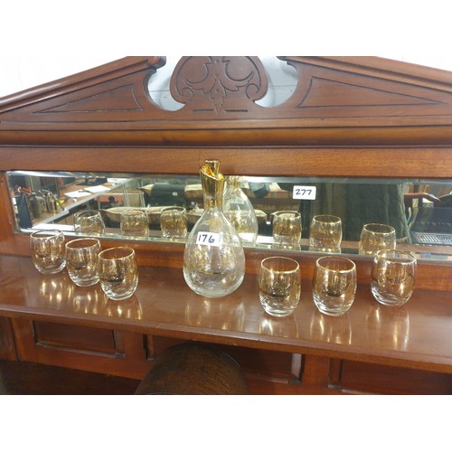 176 - Venetian Glass Drinks Set Decanter And 6 Glasses