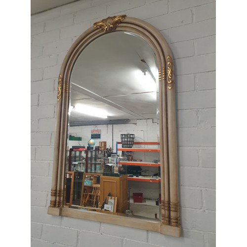 132 - Very Good Quality Ornate Mirror With Bevelled Edge Gilded And Ivory Coloured Collum Frame 110cms x 7... 