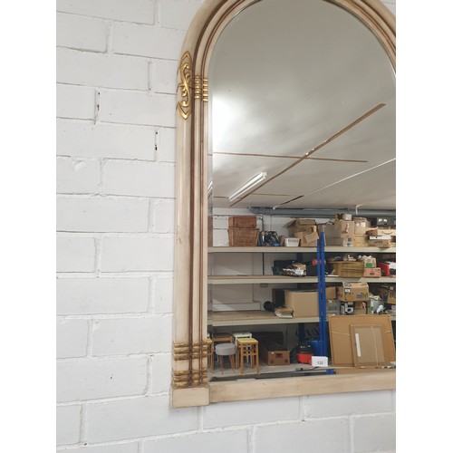 132 - Very Good Quality Ornate Mirror With Bevelled Edge Gilded And Ivory Coloured Collum Frame 110cms x 7... 