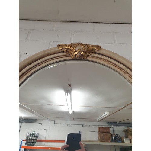 132 - Very Good Quality Ornate Mirror With Bevelled Edge Gilded And Ivory Coloured Collum Frame 110cms x 7... 