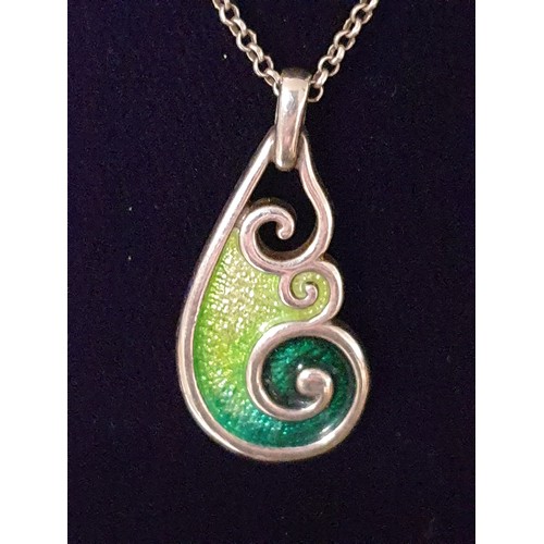 40 - Ola Gorrie Beautiful Silver And Enamel Celtic Pendant On Silver Necklace