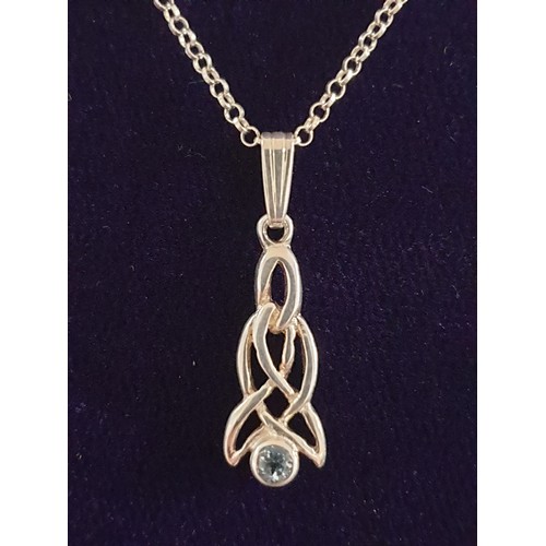 85 - Stunning Silver And Aquamarine Pendant On Silver Necklace