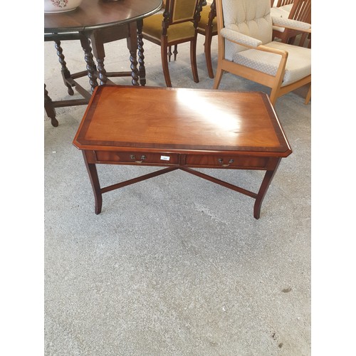 354 - Inlaid Occasional Table With Twin Drawer Front And Cross Banded Supports On Sabre Legs