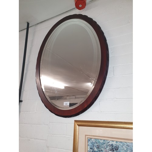 355 - Good Quality Mahogany Oval Bevelled Edge Mirror