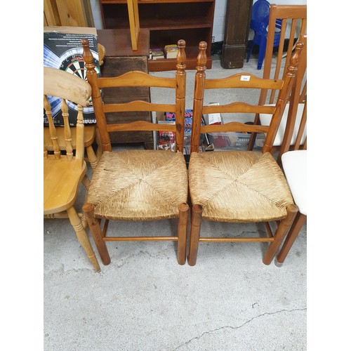 372 - 2 Arts And Crafts Wicker And Pine Ladder Back Chairs