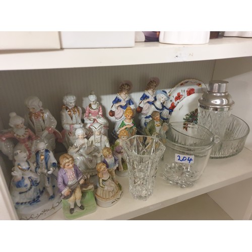 204 - 2 Shelves Of Collectables Crystal and Ceramics ect