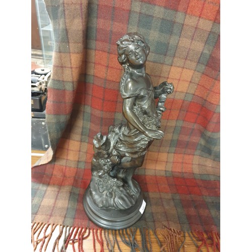 159 - Large Bronze Painted Ceramic Figure Stands 45cms Tall