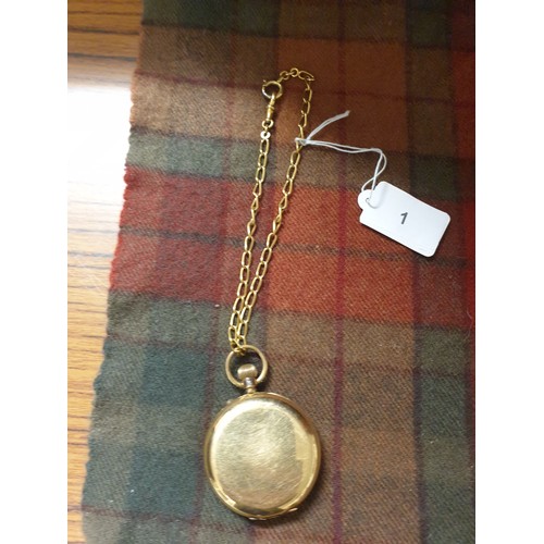 1 - Gents Gold Plated Pocket Watch With Albert Chain