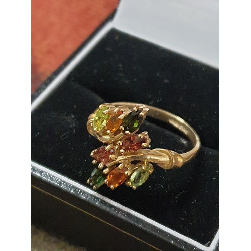 15 - 9ct Gold Multi Stone Ring Size O