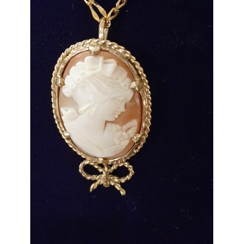 25 - 9ct Gold Chain And 9ct Gold Cameo Pendant 9.45 g