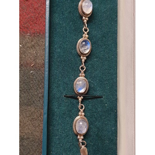 29 - Silver And Moon Stone Bracelet