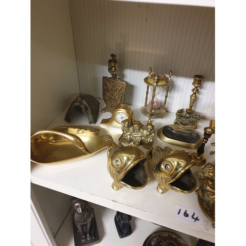 164 - Shelf Of Brass Ware