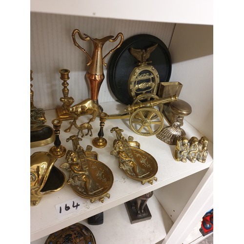 164 - Shelf Of Brass Ware