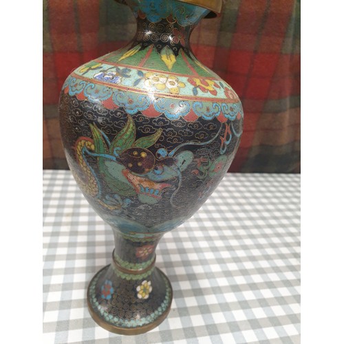 190 - Large Cloisonne Dragon Pattern Vase 24 cms Tall