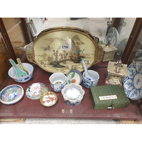 290 - 2 Shelves Of Oriental Ware Ect