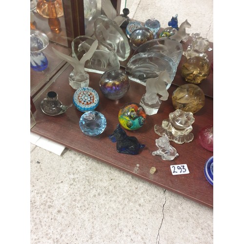 293 - Shelf Of Paperweights To Include Animals Millifiori ect