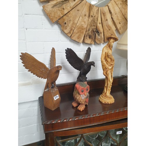 294 - 2 Table Lamps And Selection Of Carved Wood Items With Alabaster Figure