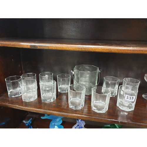 339 - Selection Of Babycham Glasses And Hexagonal Ice Bucket With Matching Glasses