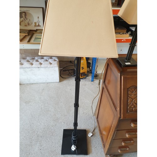 142B - Heavy Cast Iron Standard Lamp And Matching Table Lamp With Matching Shades