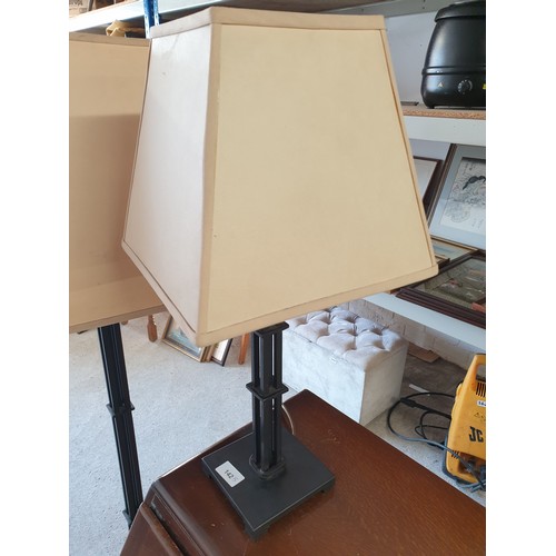 142B - Heavy Cast Iron Standard Lamp And Matching Table Lamp With Matching Shades