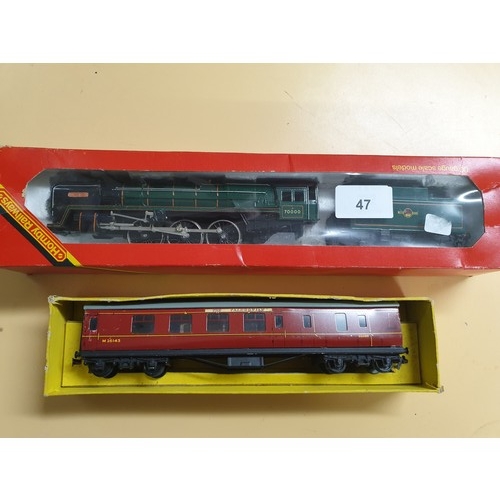47 - Hornby 00 Gauge R063 BR Locomotive With Coal Car Boxed And Hornby Duplo 00 Gauge The Caledonian Coac... 