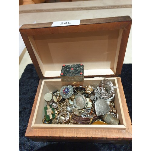 246 - Box Of Costume Jewellery And Pill Box