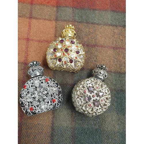 243A - 3 Jewel Encrusted Perfume Bottles