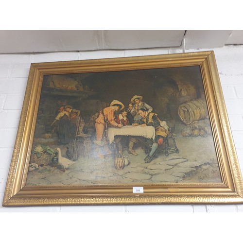 380 - Large Early 1800s Style Print In Gilt Frame 