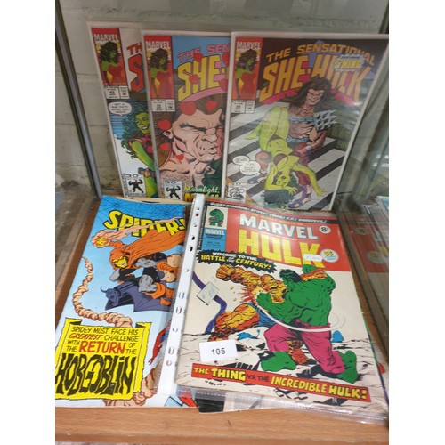 105 - Shelf of Collectors Comics She Hulk Spider man and Hulk ect