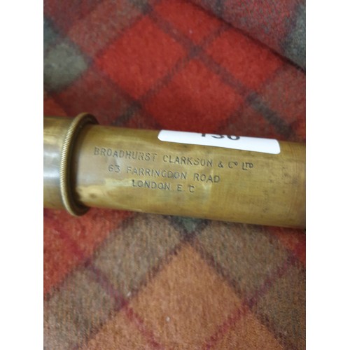 130 - 3 Pull Brass And Leather Telescope Broadhurst Clarkson & Co London