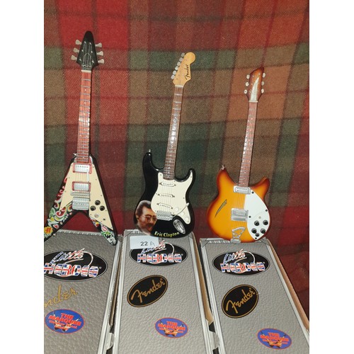 22A - 3 Boxed Miniature Collectable Guitars Boxed  Eric Clapton Fender, Rickenbacker  And Eric Clapton Str... 