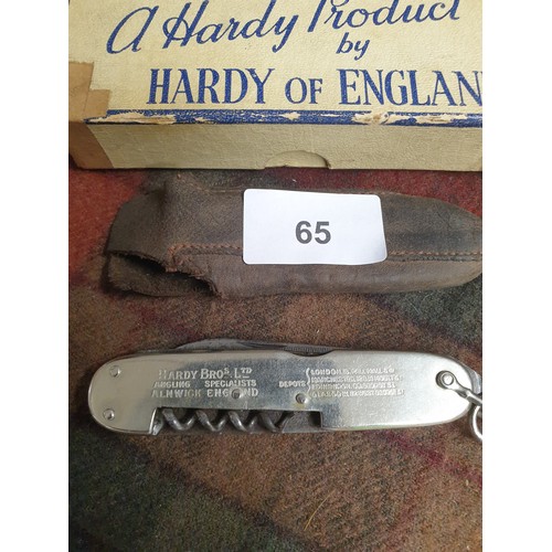 65 - Rare Hardy Anglers Knife No 4 In Hardy Advertising Box in Leather Protective Pouch