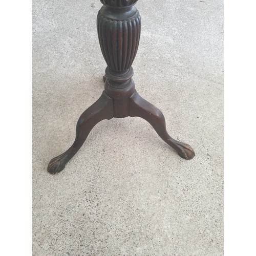 114A - Large Torchere Stand Ball And Claw Feet With Tri Leg Supports And Reeded Collum Stands