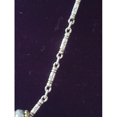 25 - Unusual Silver Link 20 Inch Chain With Large Arts And Crafts Pendant Pendant 4.5 Cms Diameter