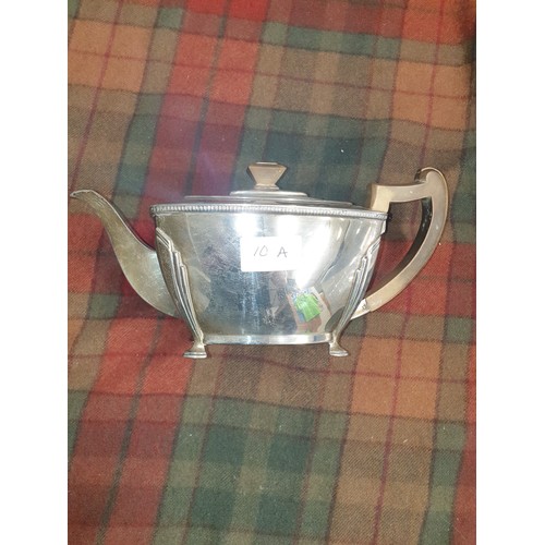 10A - 3 Piece Silver Hallmarked Tea Service In Art Deco Design Weighting 1140g