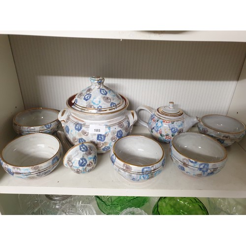 185 - Studio Pottery Soup Set And Matching Tea Pot