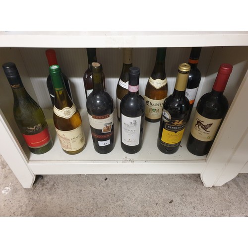 184 - Shelf Of Wine To Include Chardonnay, Chianti,Shiraz And Chablis etc
