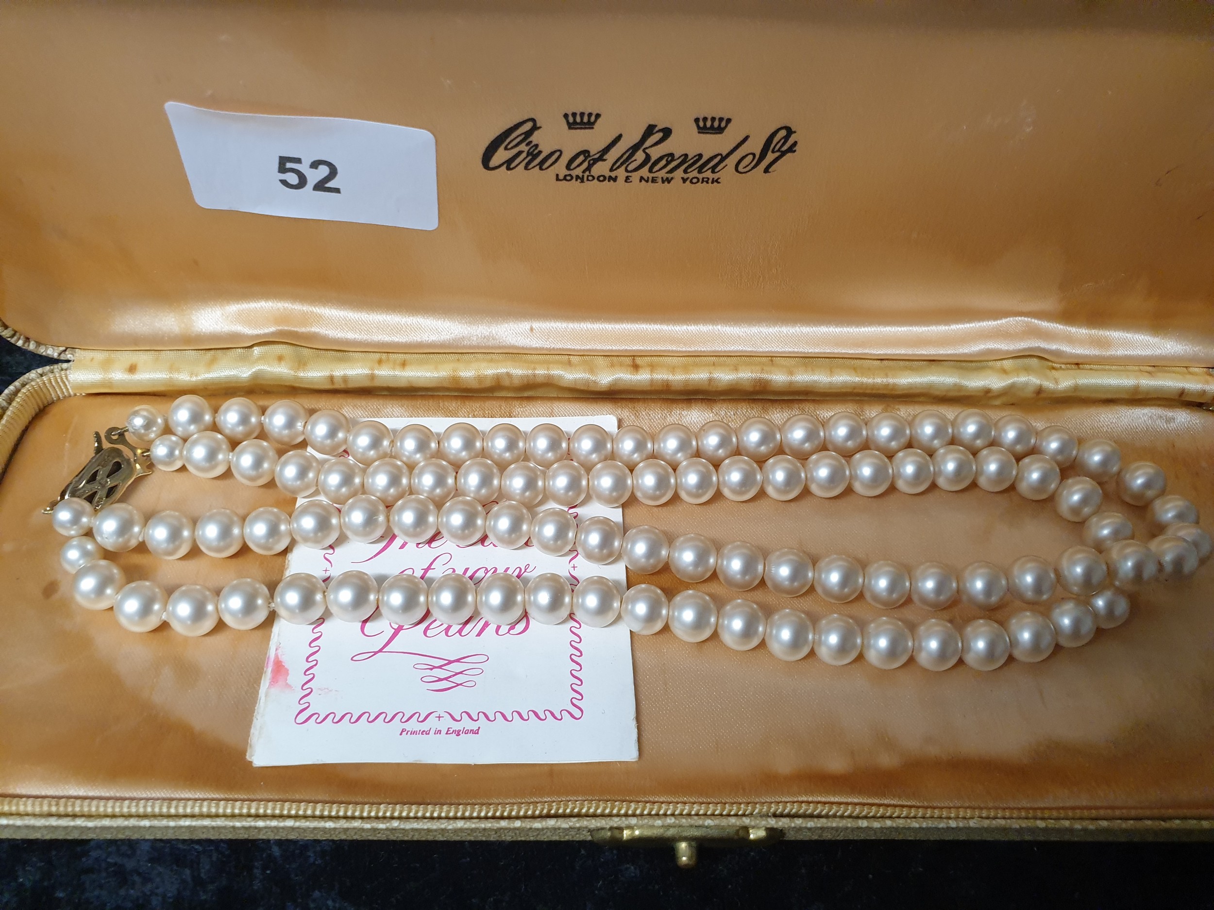 Ciro Of Bond Street London Jewellers Set Of Pearls With 9ct Gold