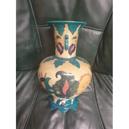 53 - Royal Cauldron Cairo Ware Deco Hand Painted Vase Stands 30cms Tall