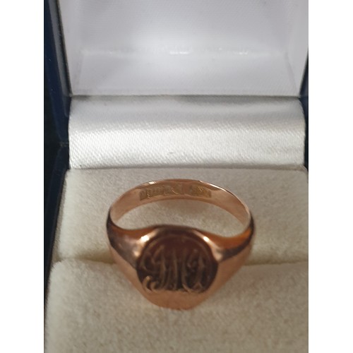 15B - 9ct Rose Gold Early 1900s Signet Ring 4.92g