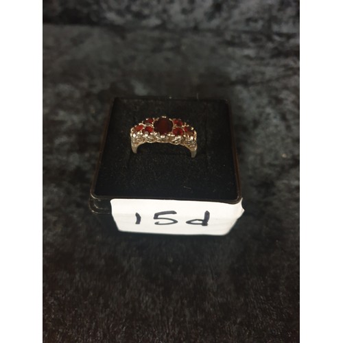 15D - Lovely Silver Garnet Ring Size L/M