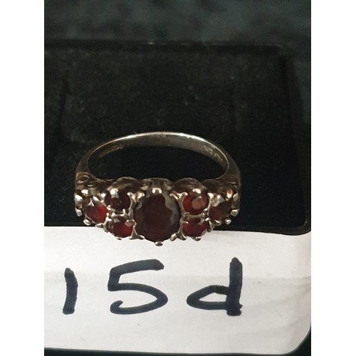 15D - Lovely Silver Garnet Ring Size L/M