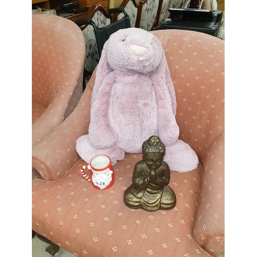 428 - Large New Cuddly Toy Rabbit, Buddah Fifure And Santa Mug