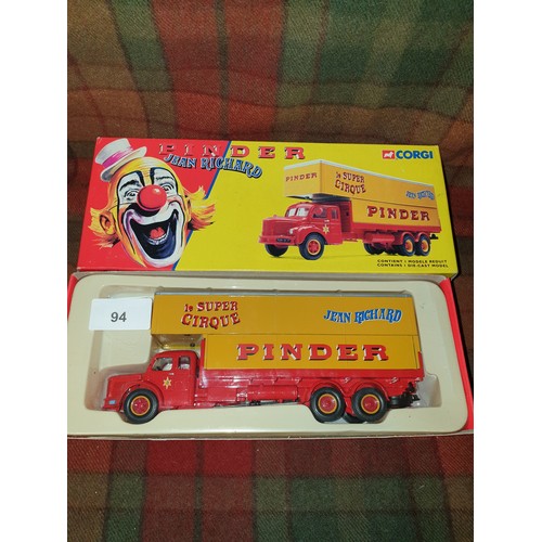 94 - Corgi Jean Richards Pinder Circus Large Die Cast Travelling Truck Mint And Boxed